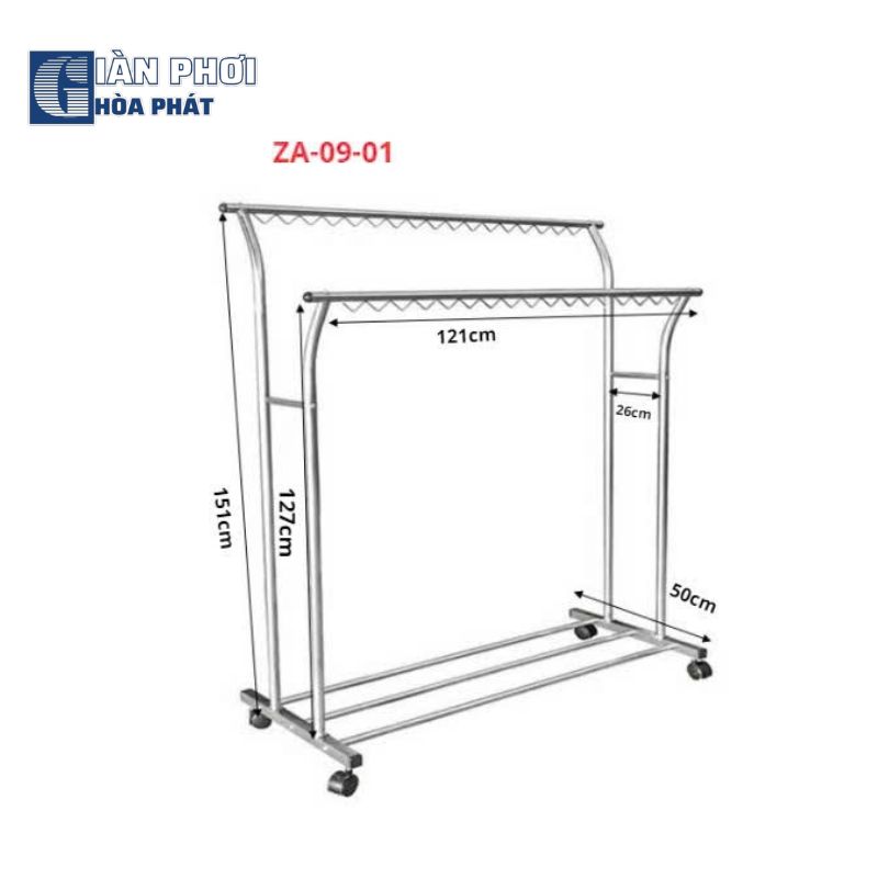 Giàn phơi quần áo kép Inox ZA-09-01